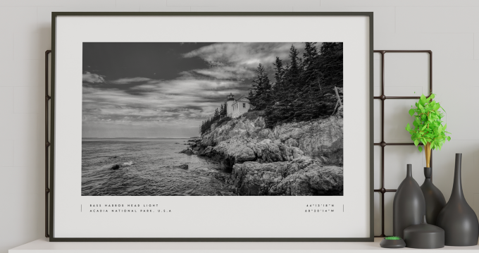 Acadia National Park Coordinates Poster Print Wall Art