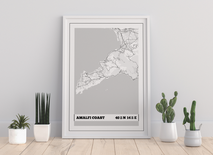 Amalfi Coast Coordinates Map Poster Print Wall Art