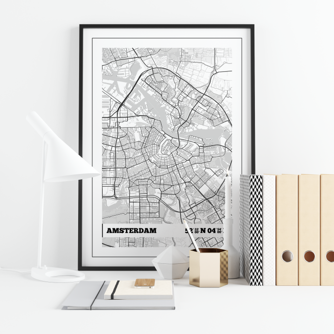 Amsterdam Coordinates Map Poster Print Wall Art