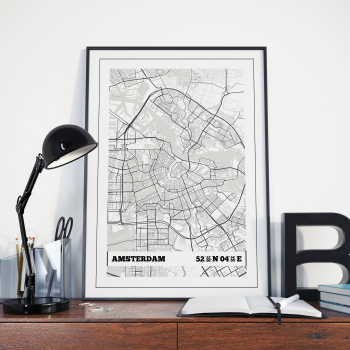 Amsterdam Coordinates Map Poster Print Wall Art