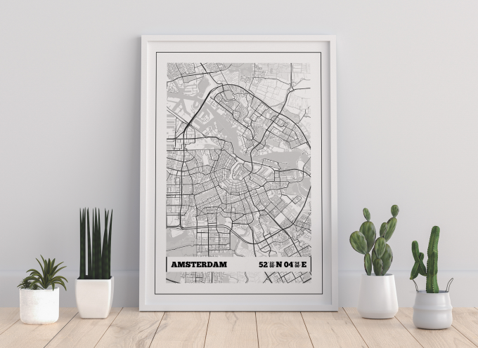 Amsterdam Coordinates Map Poster Print Wall Art