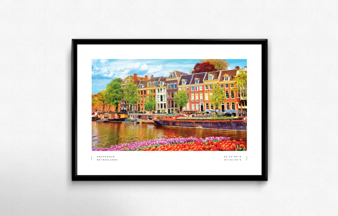 Amsterdam Coordinates Poster Print Wall Art