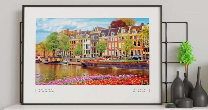 Amsterdam Coordinates Poster Print Wall Art