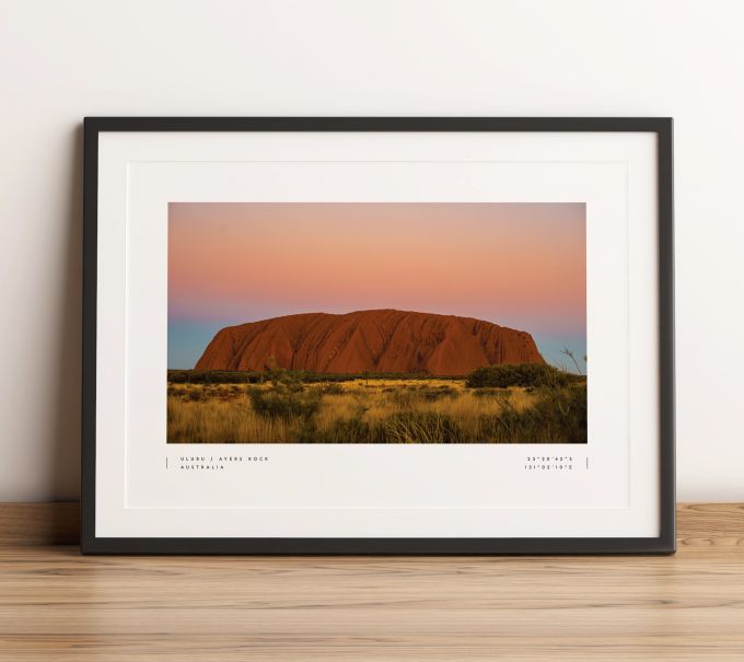 Ayers Rock Uluru Coordinates Poster Print Wall Art