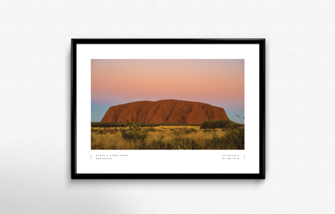 Ayers Rock Uluru Coordinates Poster Print Wall Art