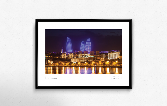 Baku Coordinates Poster Print Wall Art