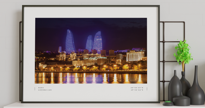 Baku Coordinates Poster Print Wall Art