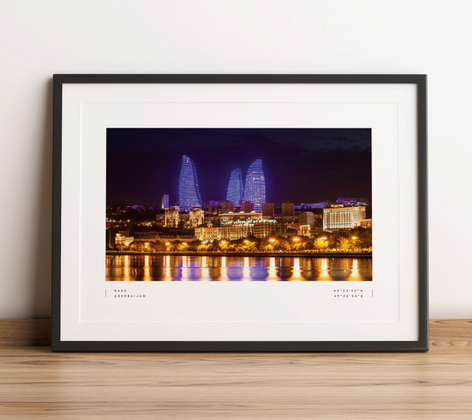 Baku Coordinates Poster Print Wall Art