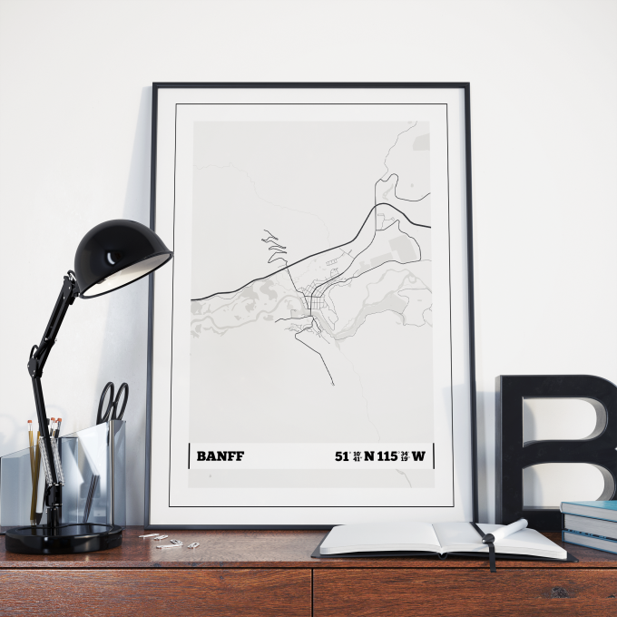 Banff Coordinates Map Poster Print Wall Art