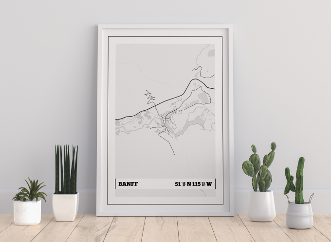 Banff Coordinates Map Poster Print Wall Art