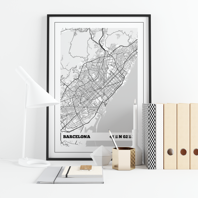 Barcelona Coordinates Map Poster Print Wall Art