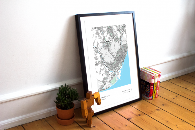 Barcelona Coordinates Map Poster Print Wall Art