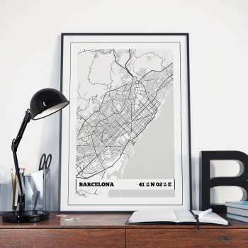 Barcelona Coordinates Map Poster Print Wall Art