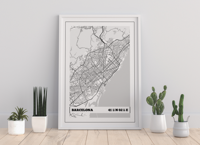 Barcelona Coordinates Map Poster Print Wall Art