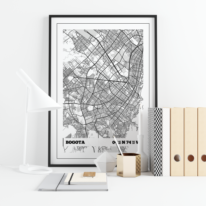 Bogota Coordinates Map Poster Print Wall Art