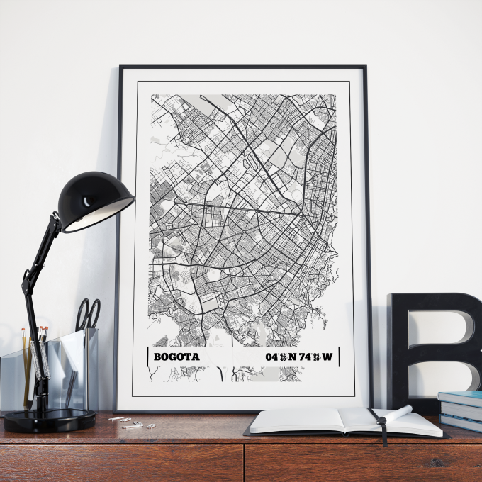 Bogota Coordinates Map Poster Print Wall Art