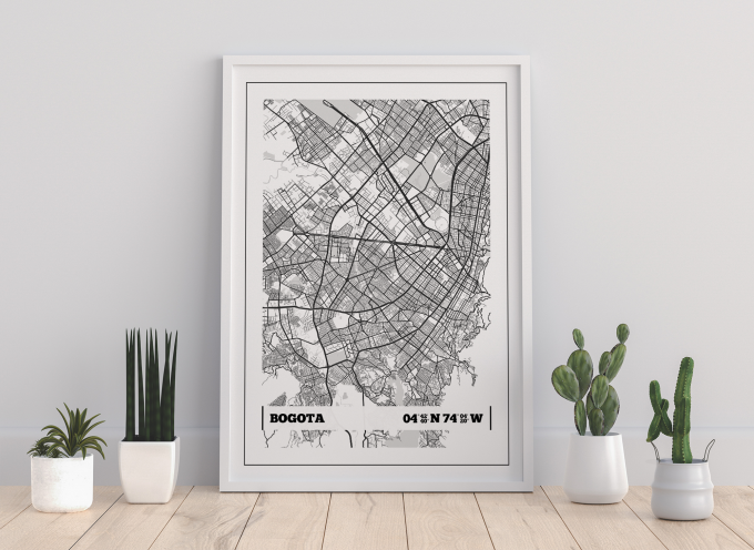 Bogota Coordinates Map Poster Print Wall Art