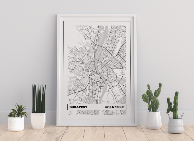 Budapest Coordinates Map Poster Print Wall Art