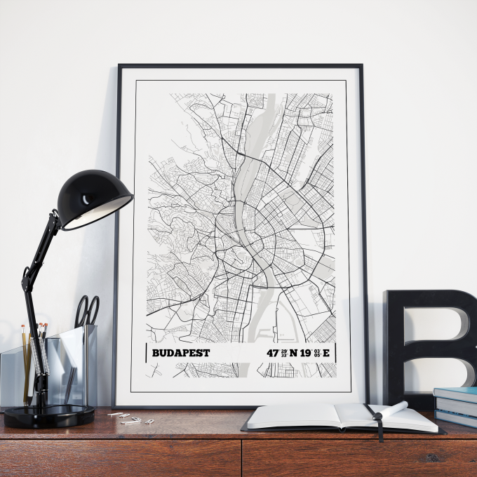 Budapest Coordinates Map Poster Print Wall Art