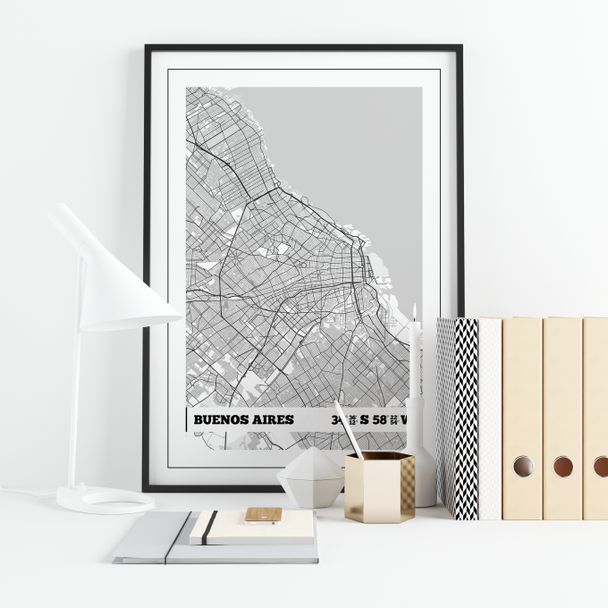 Buenos Aires Coordinates Map Poster Print Wall Art