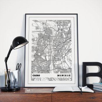 Cairo Coordinates Map Poster Print Wall Art