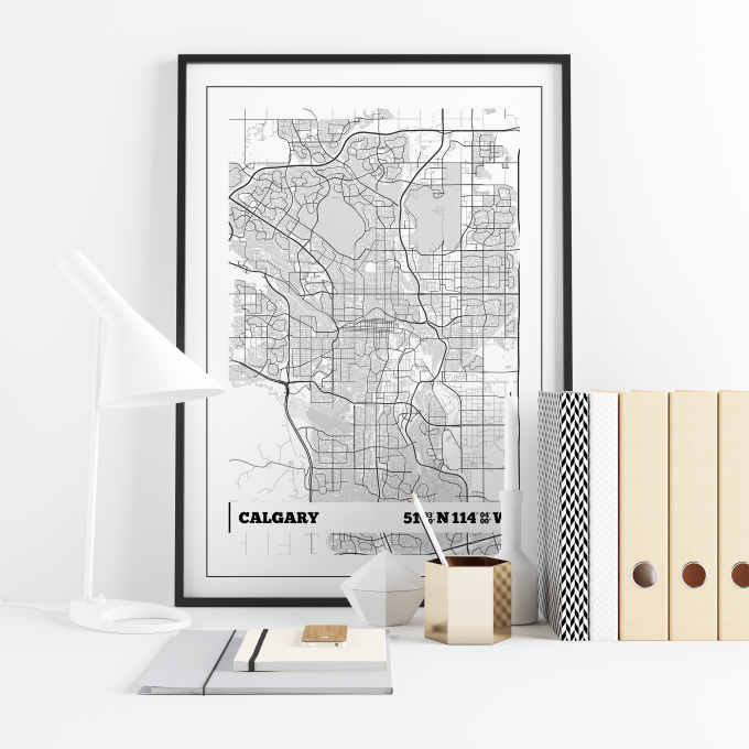 Calgary Coordinates Map Poster Print Wall Art