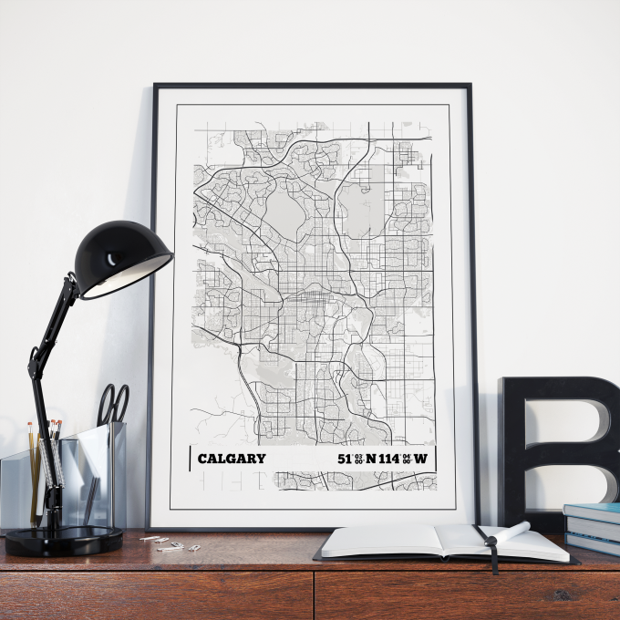 Calgary Coordinates Map Poster Print Wall Art