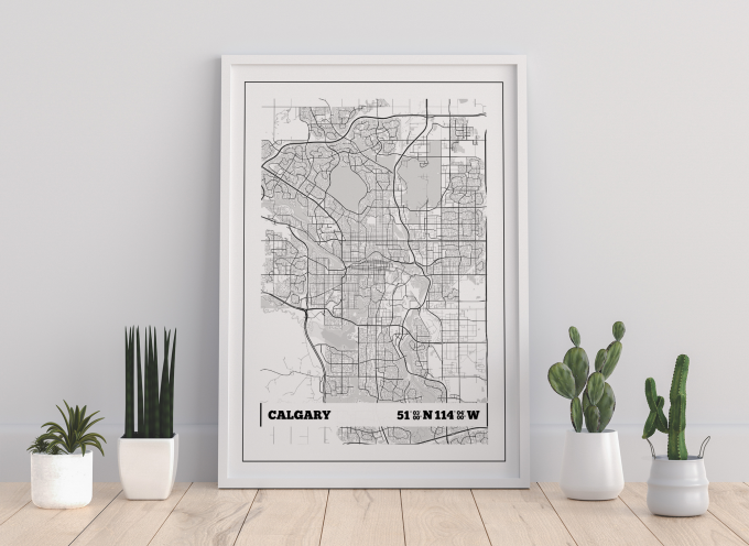 Calgary Coordinates Map Poster Print Wall Art