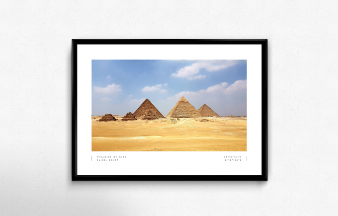 Cairo Pyramids Coordinates Poster Print Wall Art