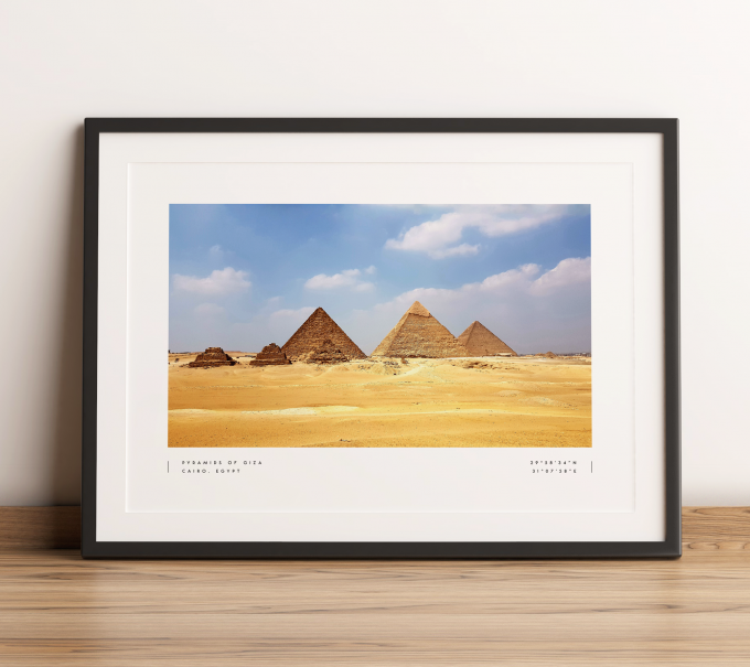 Cairo Pyramids Coordinates Poster Print Wall Art
