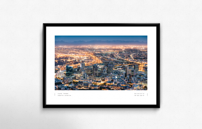 Cape Town Coordinates Poster Print Wall Art