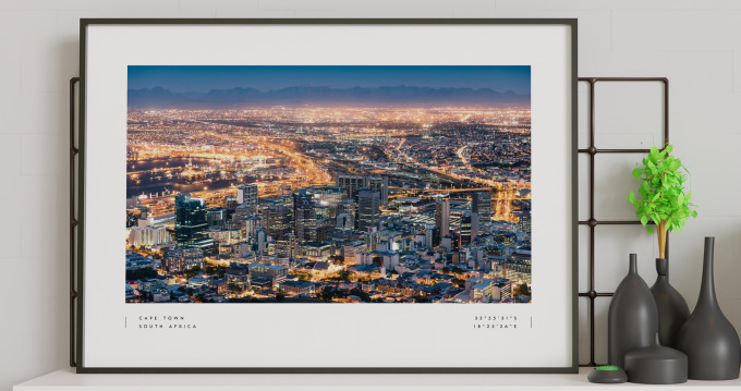 Cape Town Coordinates Poster Print Wall Art