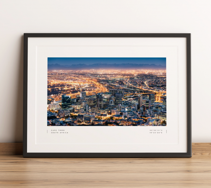 Cape Town Coordinates Poster Print Wall Art