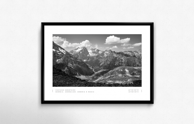 Caucasus Mountains Coordinates Poster Print Wall Art
