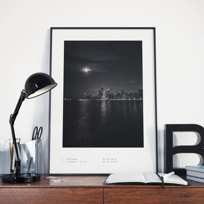 Chicago Coordinates Poster Print Wall Art