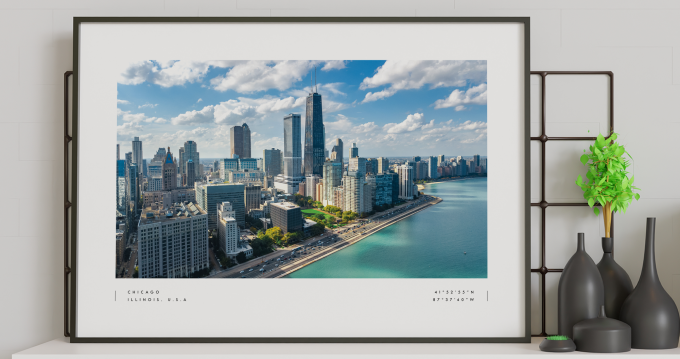 Chicago Coordinates Poster Print Wall Art