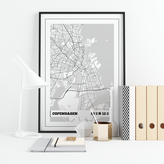 Copenhagen Coordinates Map Poster Print Wall Art
