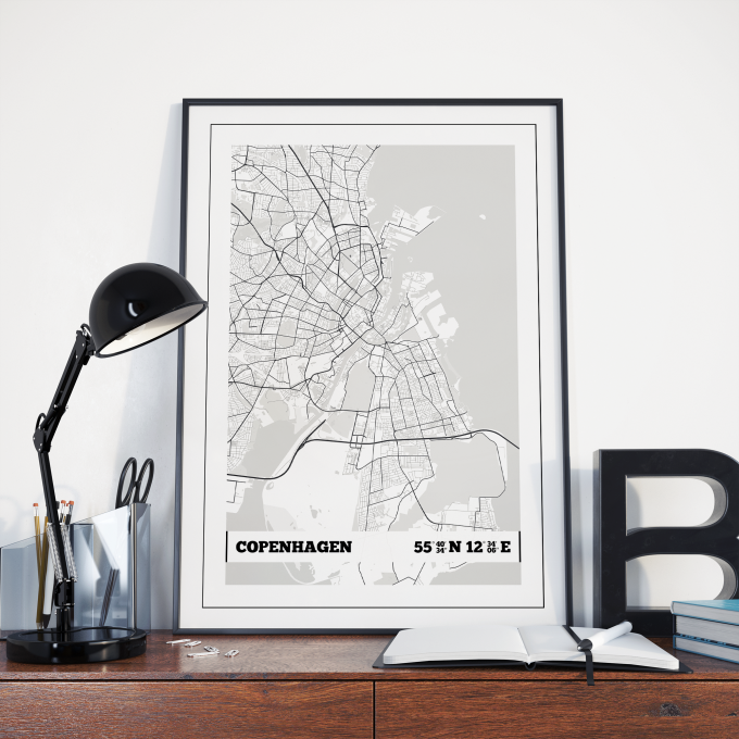 Copenhagen Coordinates Map Poster Print Wall Art