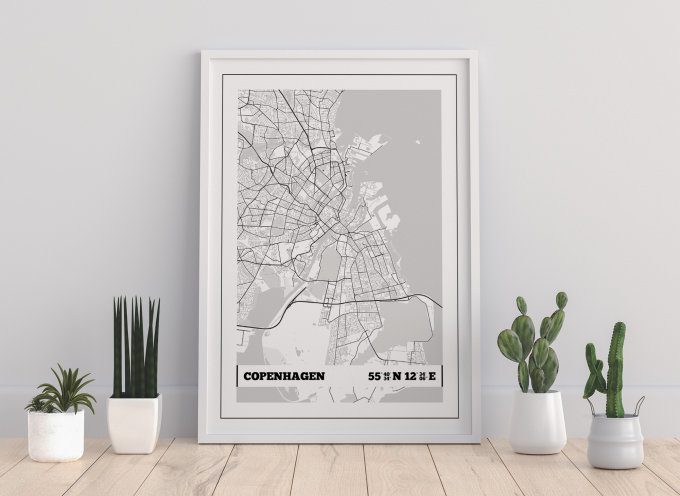 Copenhagen Coordinates Map Poster Print Wall Art