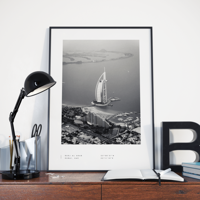 Dubai Coordinates Poster Print Wall Art