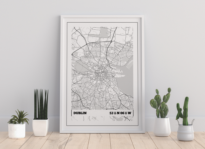 Dublin Coordinates Map Poster Print Wall Art