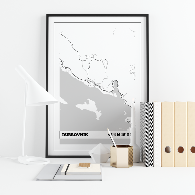 Dubrovnik Coordinates Map Poster Print Wall Art