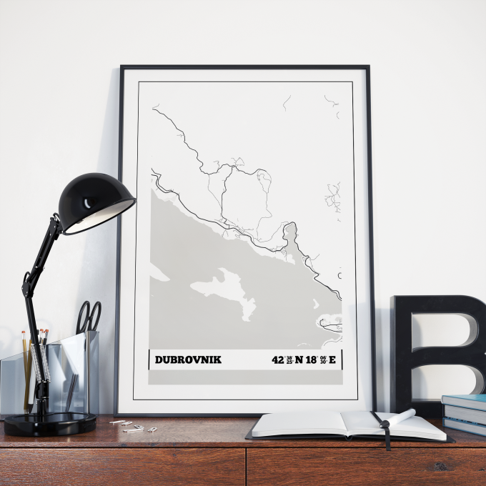 Dubrovnik Coordinates Map Poster Print Wall Art