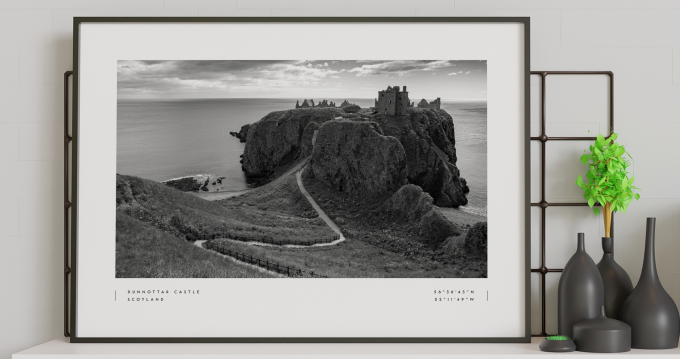 Dunnottar Castle Coordinates Poster Print Wall Art