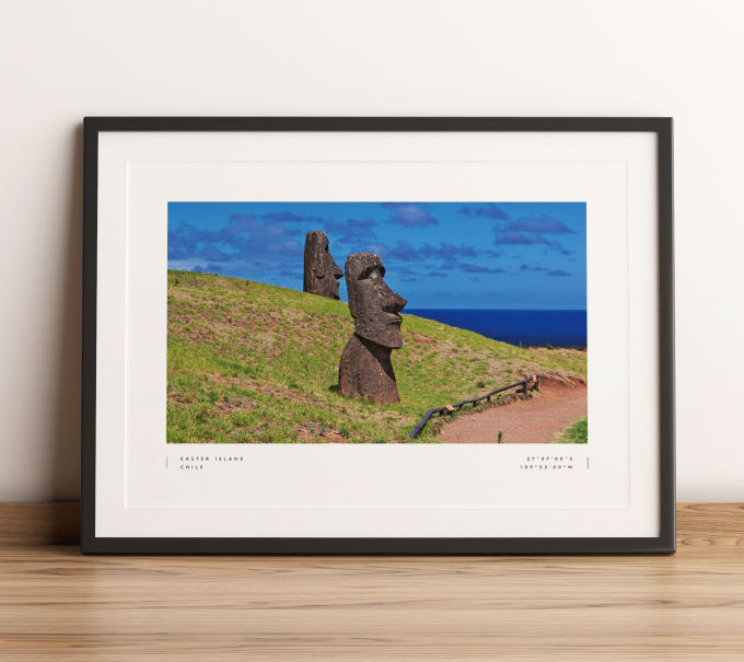 Easter Island Coordinates Poster Print Wall Art