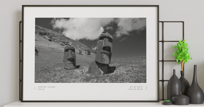 Easter Island Coordinates Poster Print Wall Art