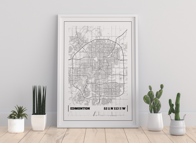 Edmonton Coordinates Map Poster Print Wall Art