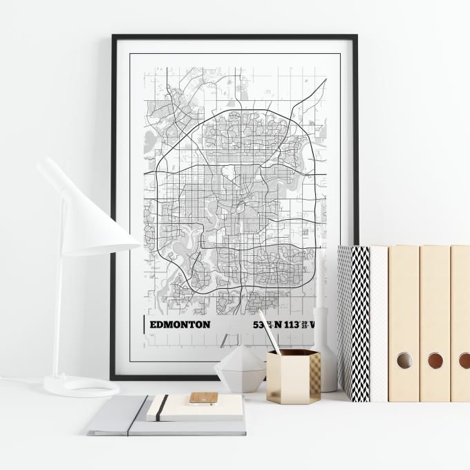 Edmonton Coordinates Map Poster Print Wall Art