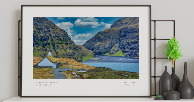 Faroe Islands Coordinates Poster Print Wall Art