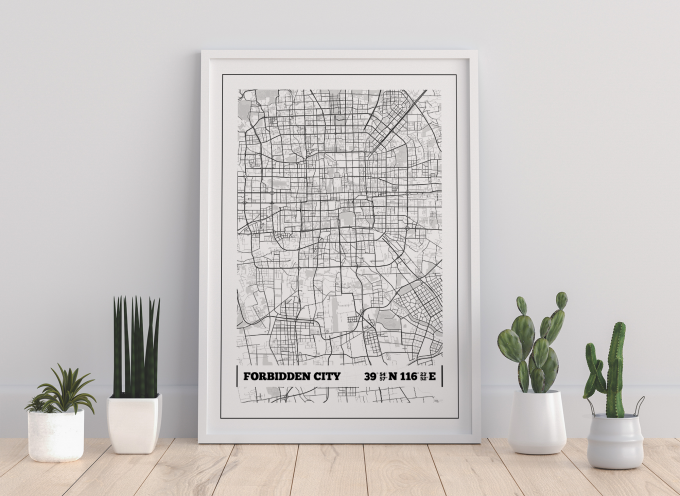 Forbidden City Coordinates Map Poster Print Wall Art